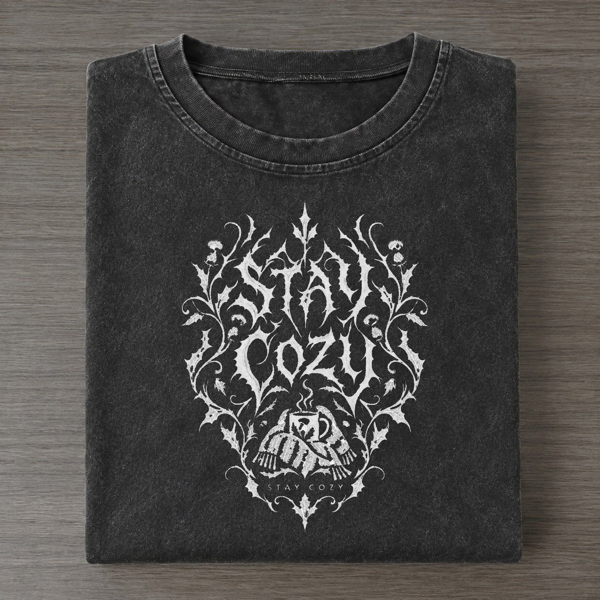 Stay Cozy Unreadable Feelings Vintage T-shirt – Black