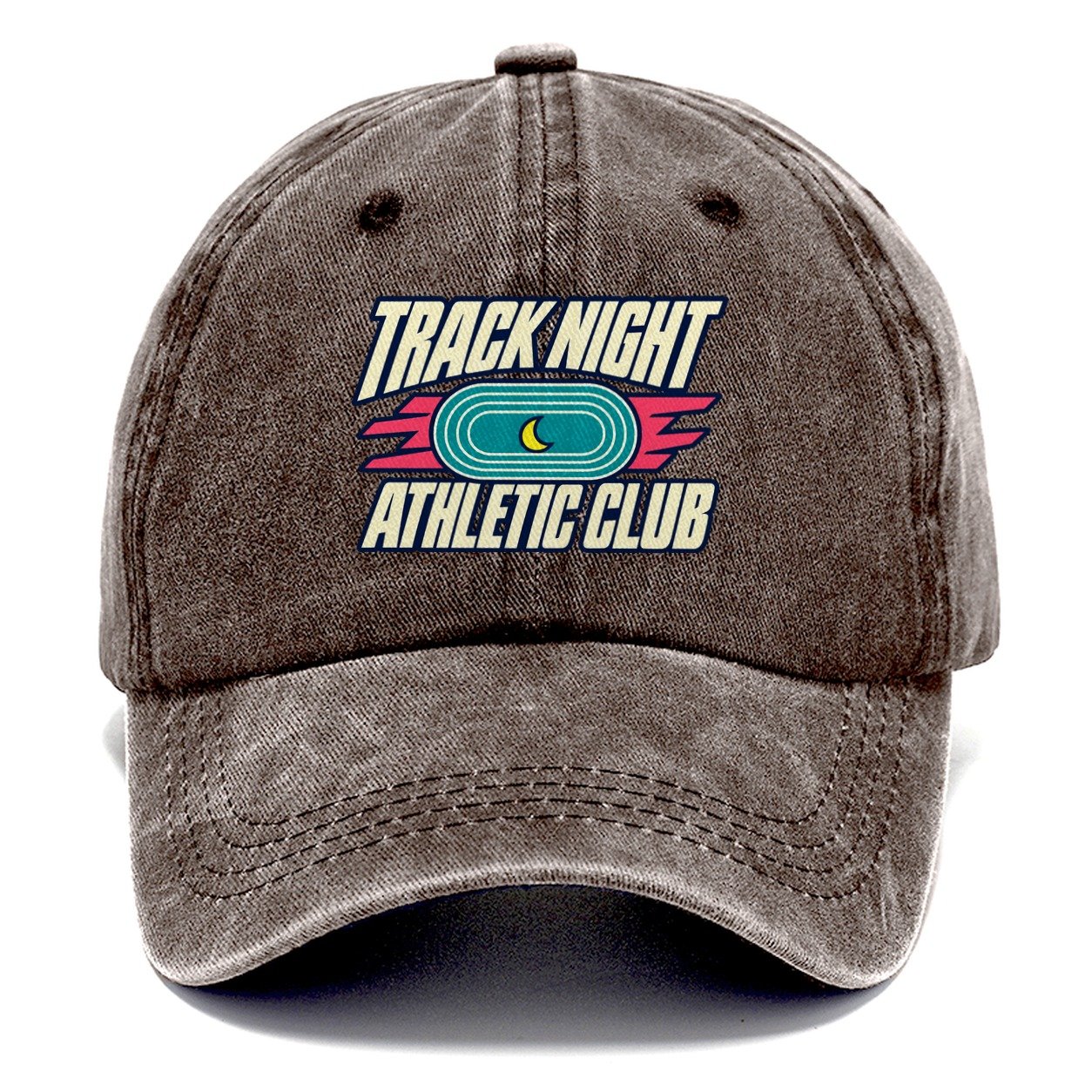 Track Night Athletic Club 90S Running Clubs Classic Cap – Brown
