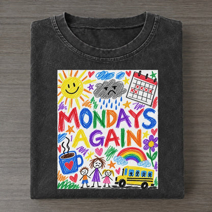 Mondays Again Crayon Hour Vintage T-shirt – Black