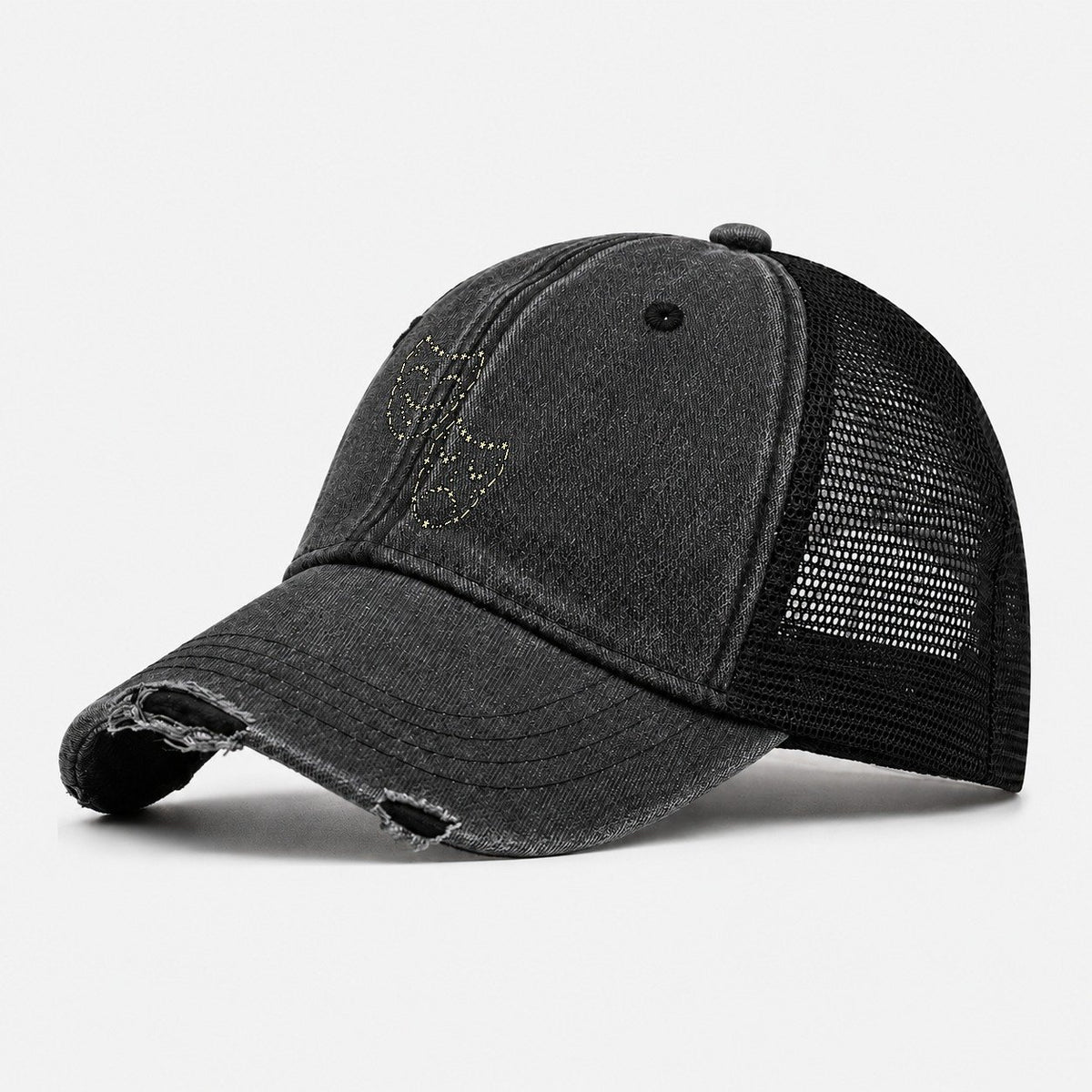 Two Stage Moods Washed Trucker Hat – Black