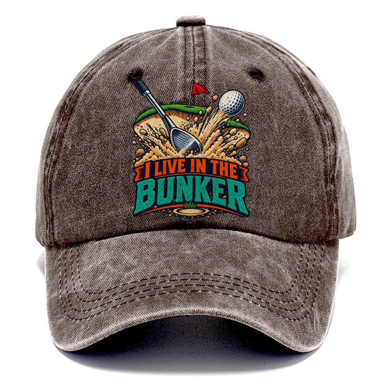 I Live In The Bunker Golf Life Classic Cap – Brown