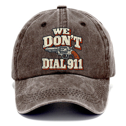 Woodtype Broadsheet We Don't Dial 911 Classic Cap – Brown
