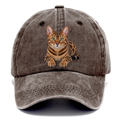 Bengal Reclining Paws Forward Realistic Cat Portrait Classic Cap – Brown
