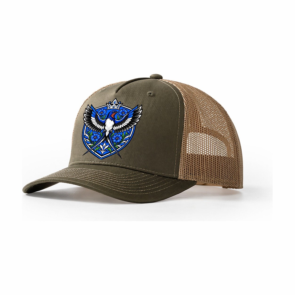Estonia Heraldic Crest Country Logos Trucker Hat – Olive Khaki