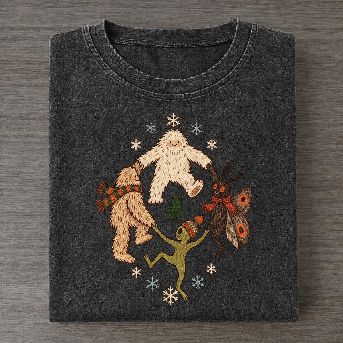 First Snow Shuffle Cryptid Hoedown Vintage T-shirt – Black