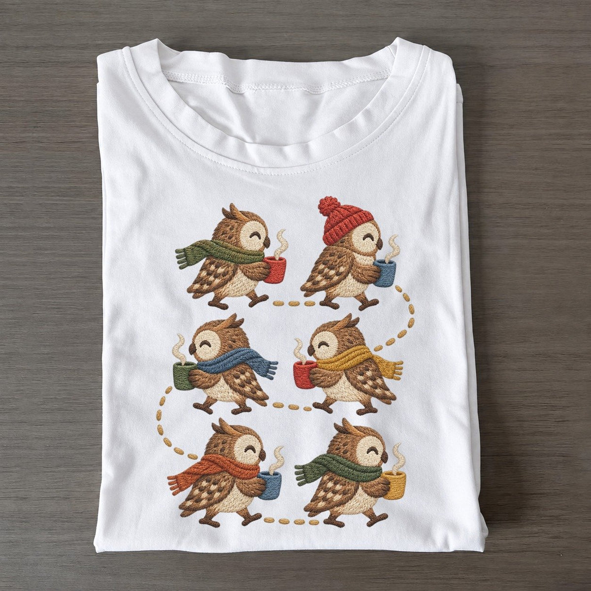 Owls With Mugs Single File Classic T-shirt – White