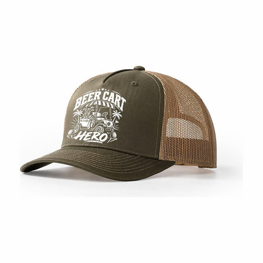 Beer Cart Hero Golf Life Trucker Hat – Olive Khaki