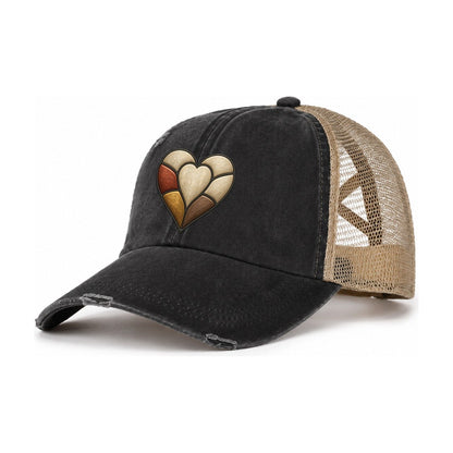 The Patchwork Heart Sewing And Quilting Women's Ponytail Trucker Hat – Washed Black Khaki