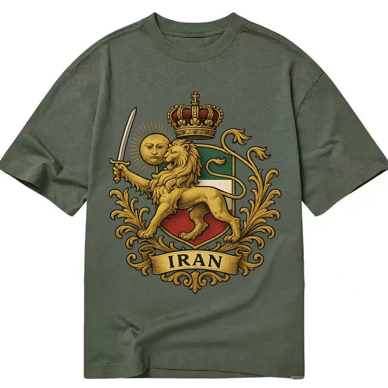 Royal Iran Coat Of Arms Classic T-shirt – Army Green