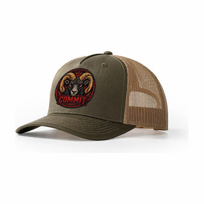 Ram Commit Badge Trucker Hat – Olive Khaki