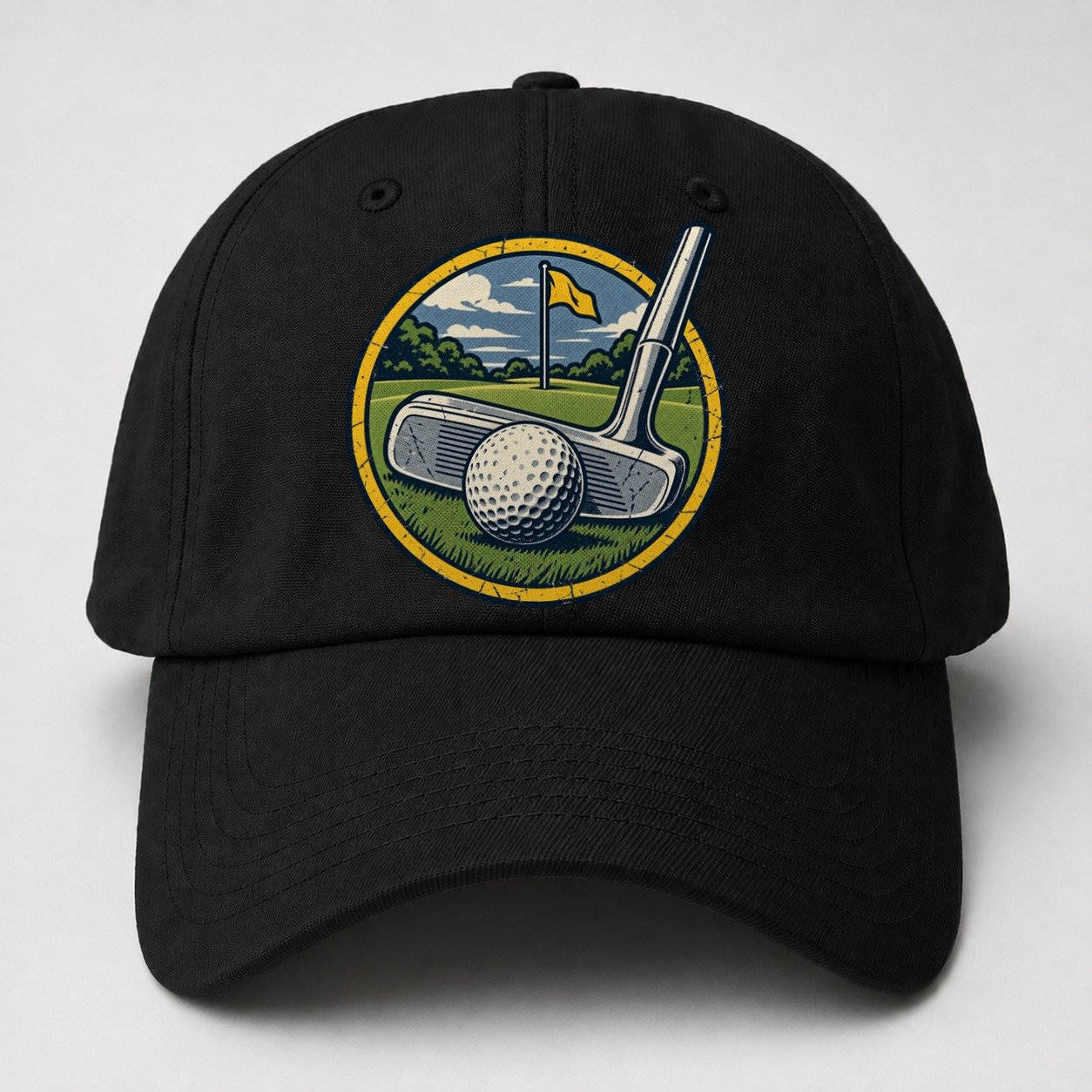 Putter And Ball Circle Golf Life Baseball Cap – Black