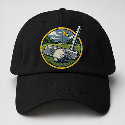 Putter And Ball Circle Golf Life Baseball Cap – Black