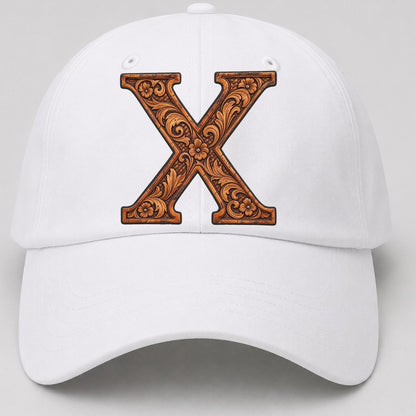 Tooled Leather X Monogram Baseball Cap – White