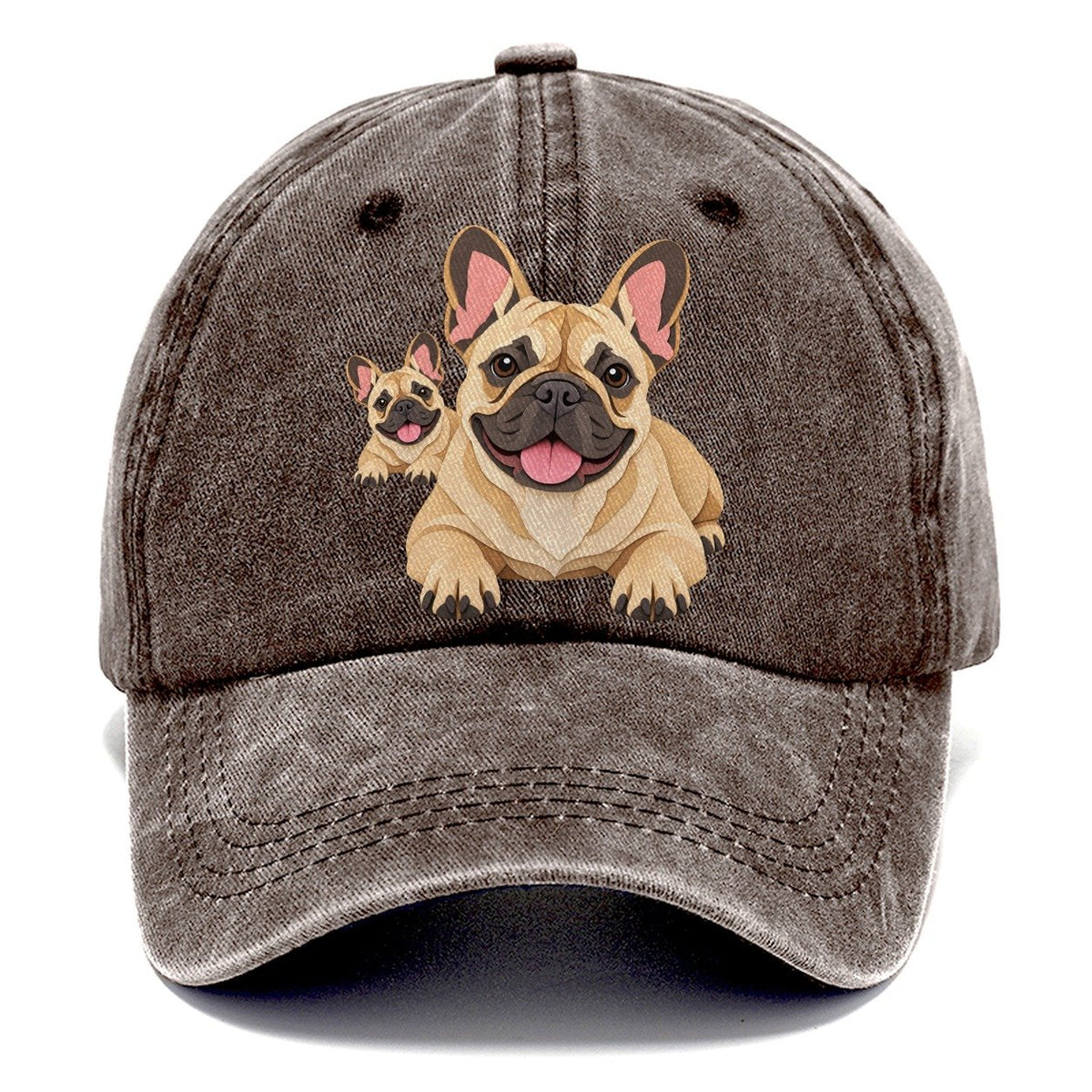 Cut-Paper Collage French Bulldog Lying Down Classic Cap – Brown