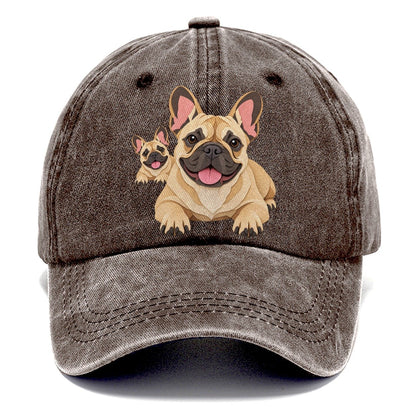 Cut-Paper Collage French Bulldog Lying Down Classic Cap – Brown