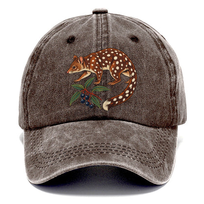 Spotted Tail Quoll And Mountain Pepper Berries Australia Cultural Icons Classic Cap – Brown