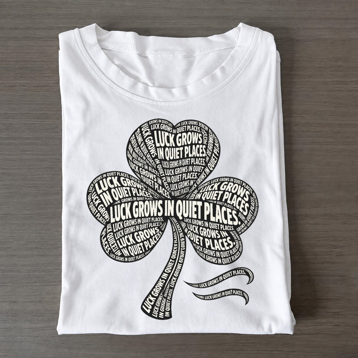 Clover In Wind Phrase Silhouette Classic T-shirt – White