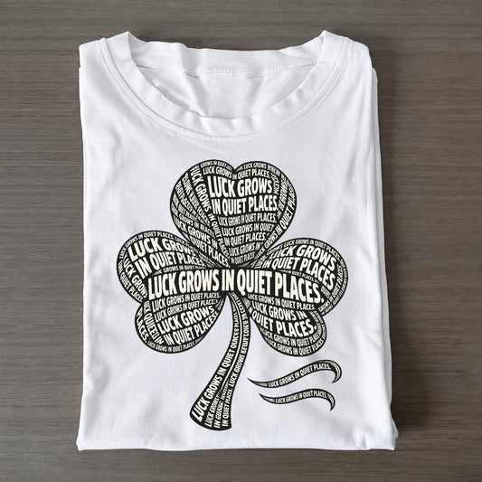 Clover In Wind Phrase Silhouette Classic T-shirt – White