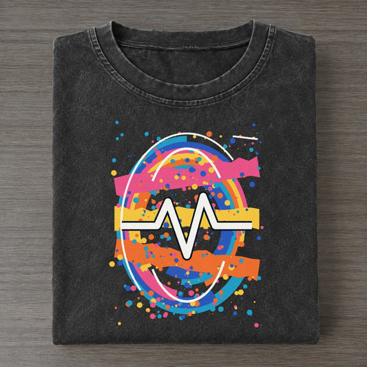 Rainbow Pulse Colorburst Uplift Vintage T-shirt – Black