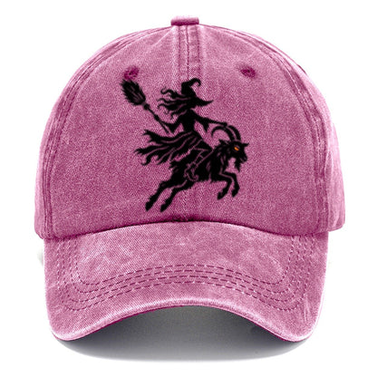 Medieval Woodcut Witch On A Goat Witch Magic Classic Cap – Dusty Rose