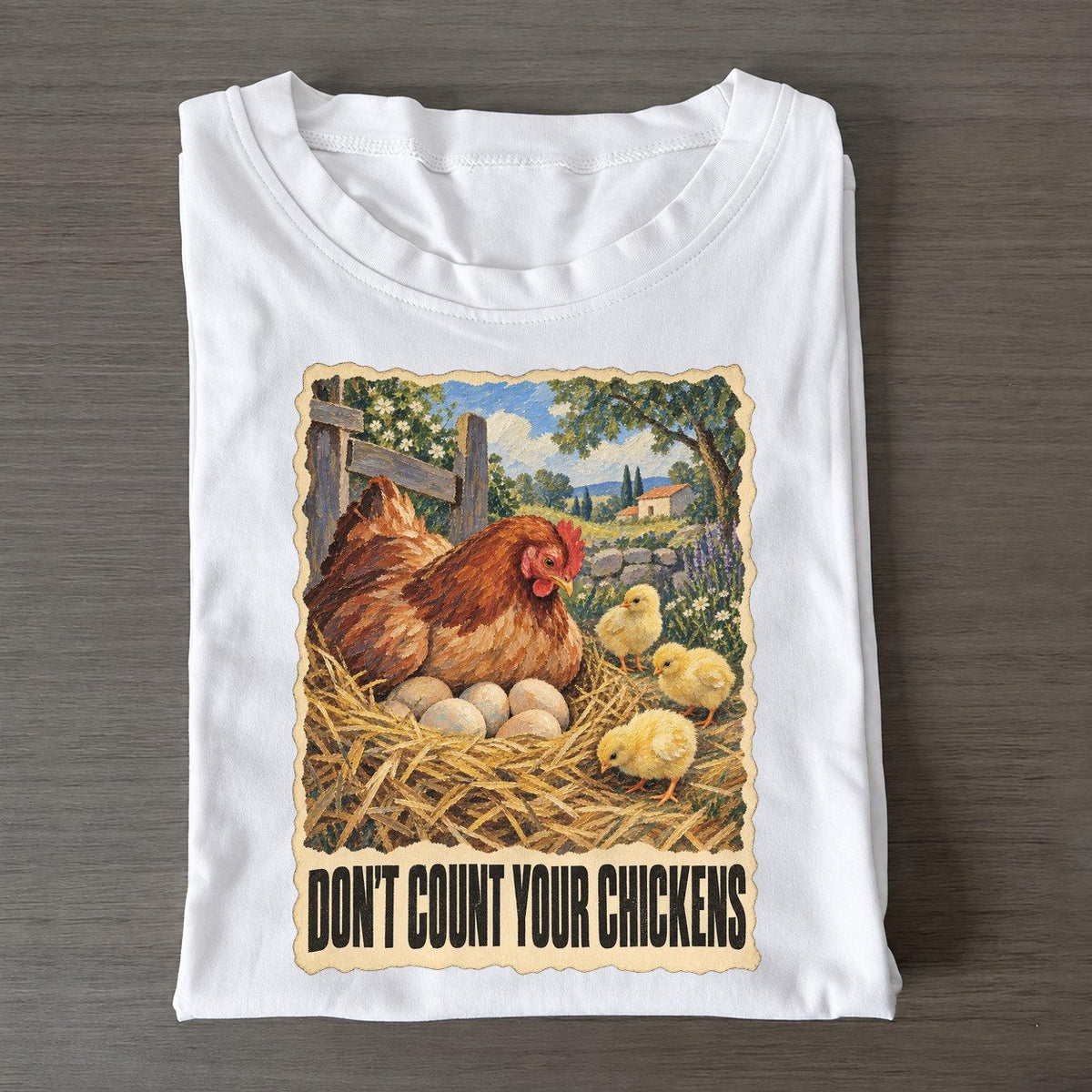 Chicken Don T Count Your Chickens Animal Puns Vol. 2 Classic T-shirt – White