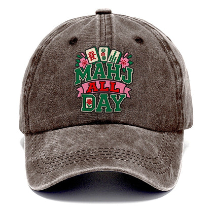 Mahj All Day Mahjong Game Night Classic Cap – Brown