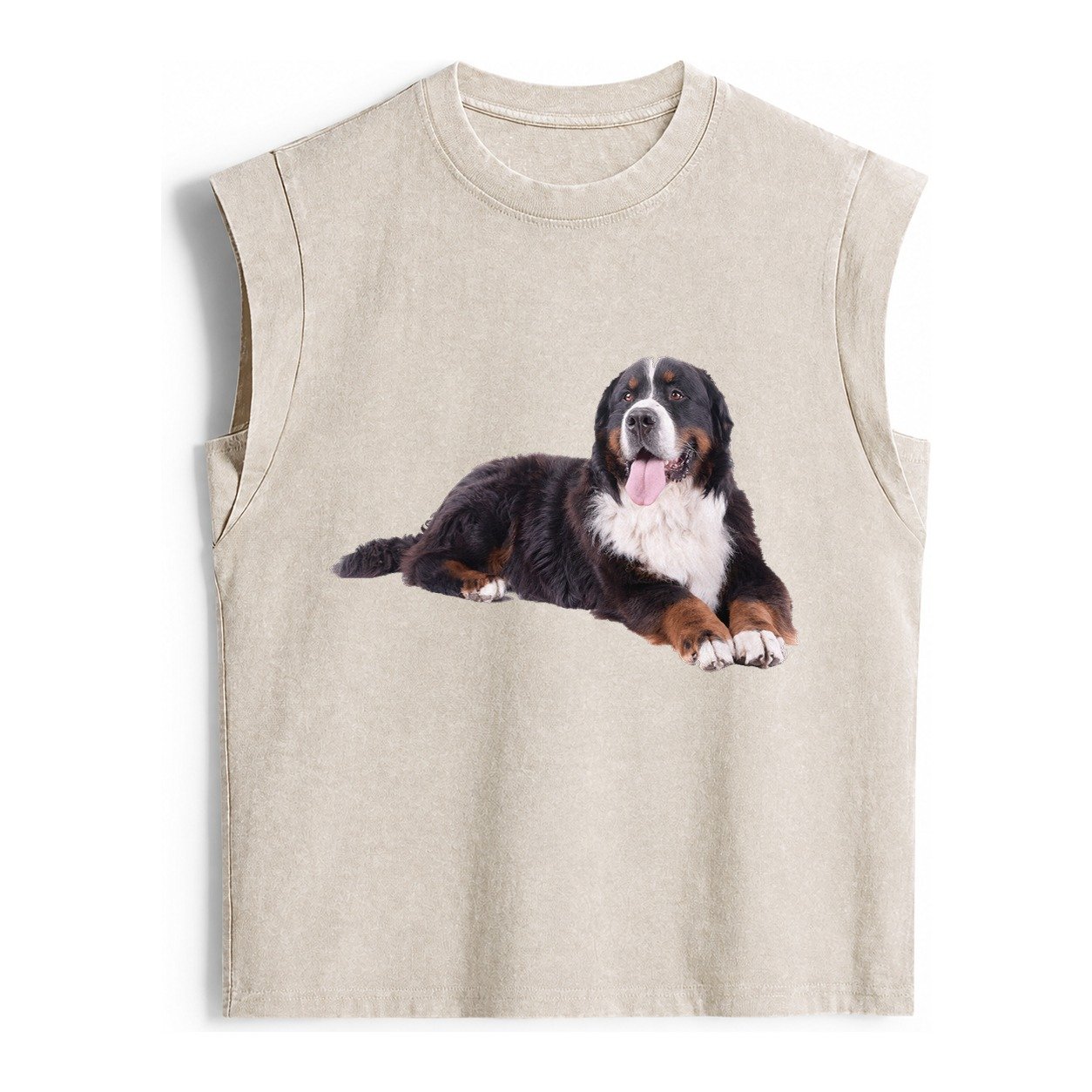 Bernese Mountain Dog Vintage Washed Tank – Beige