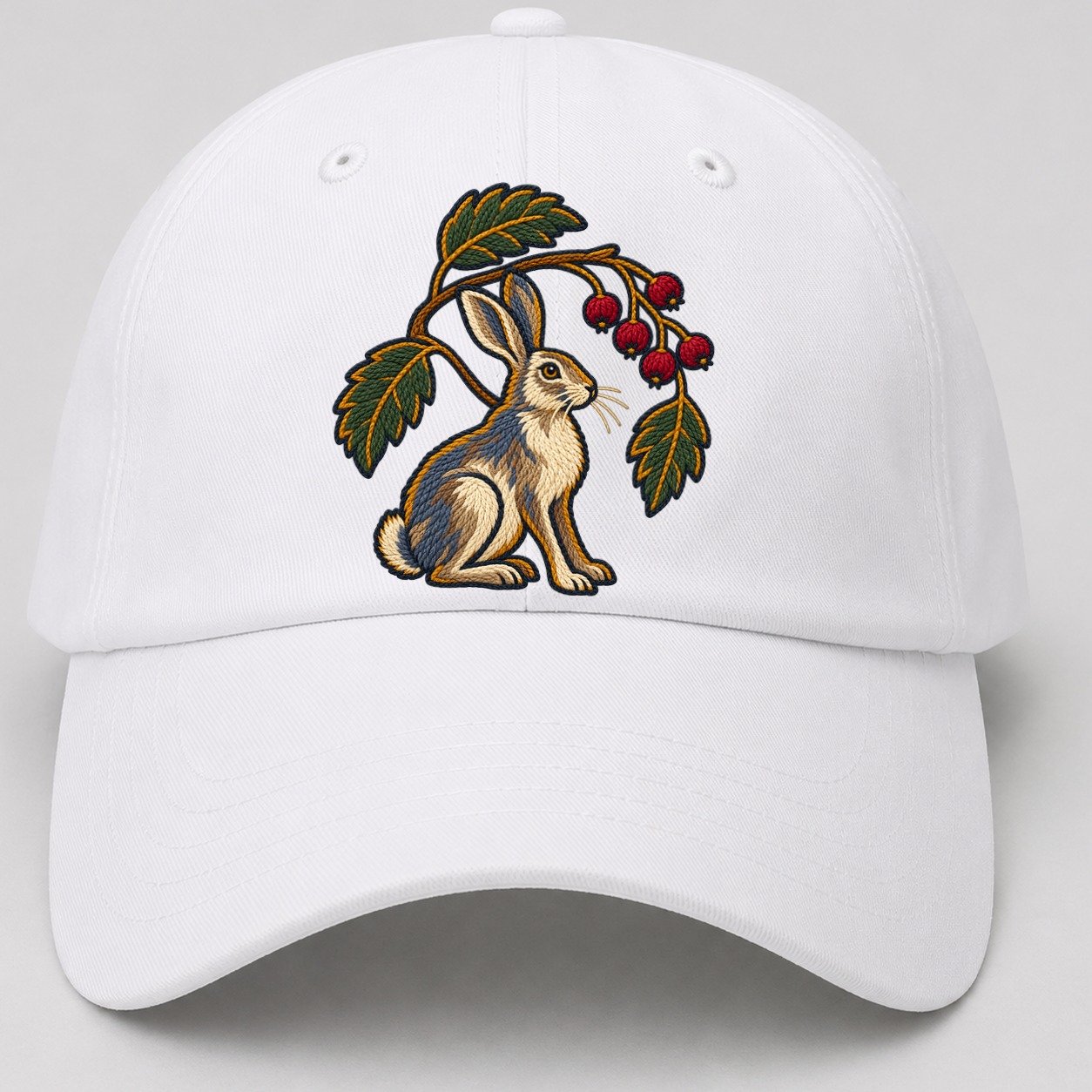Scottish Rowan And Mountain Hare Uk Culture Heritage Baseball Cap – White