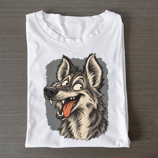 Wolf Expressive Portrait Wild Grin Gallery Classic T-shirt – White