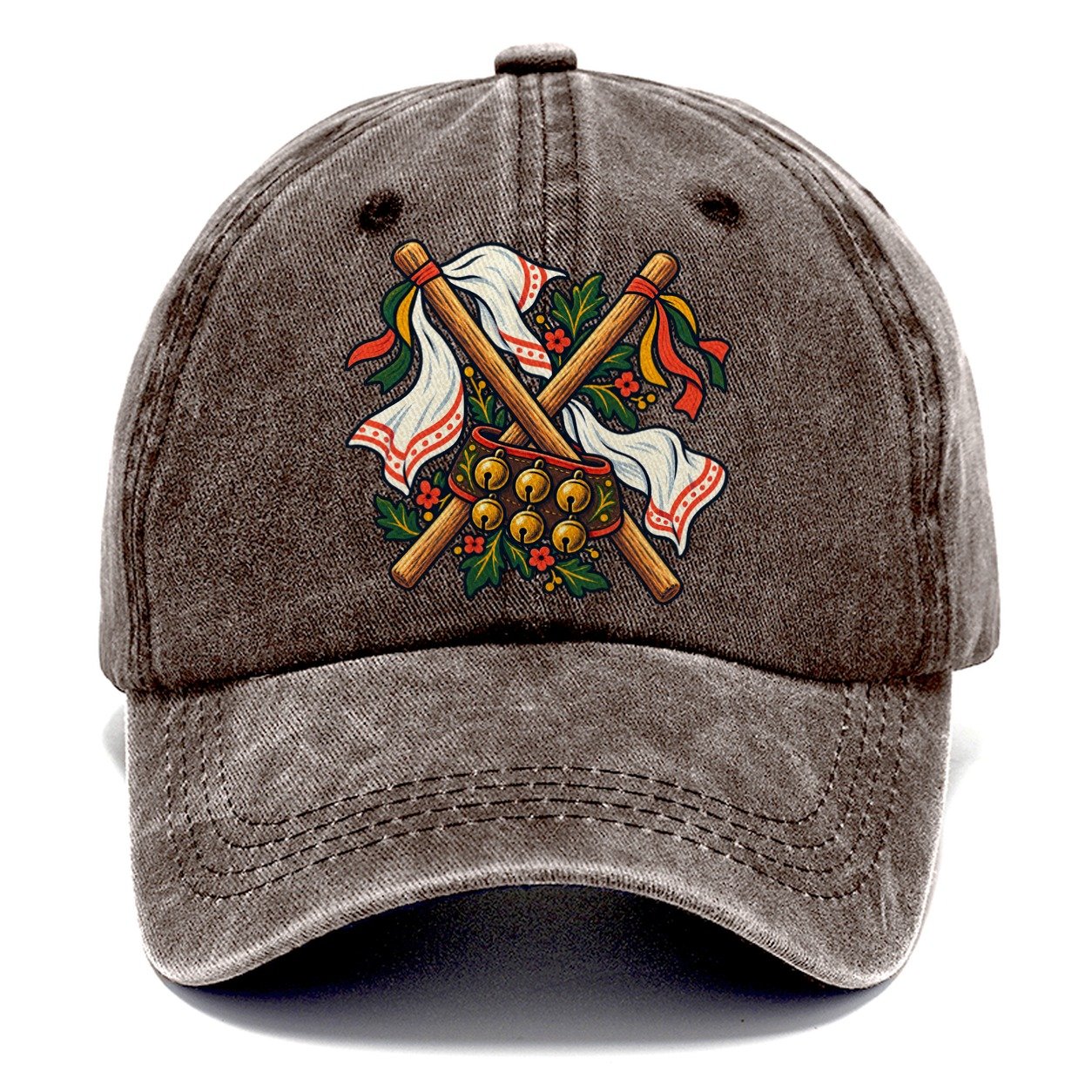 Morris Dance Bells Sticks And Handkerchiefs Uk Culture Heritage Classic Cap – Brown