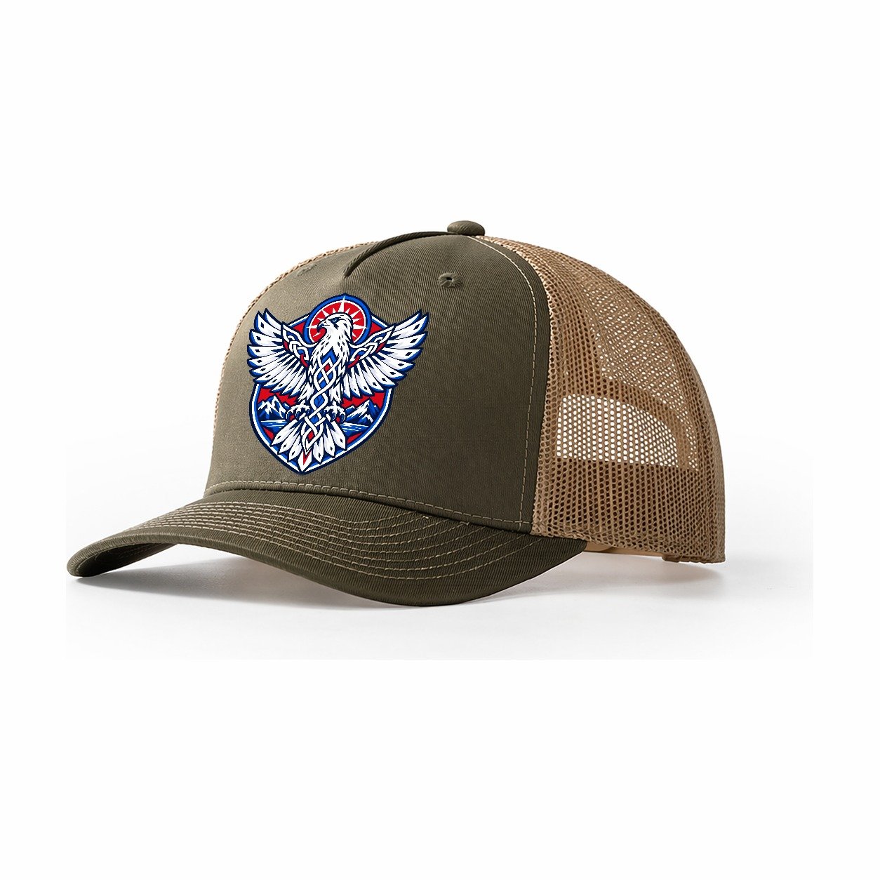 Iceland Minimal Emblem Country Logos Trucker Hat – Olive Khaki