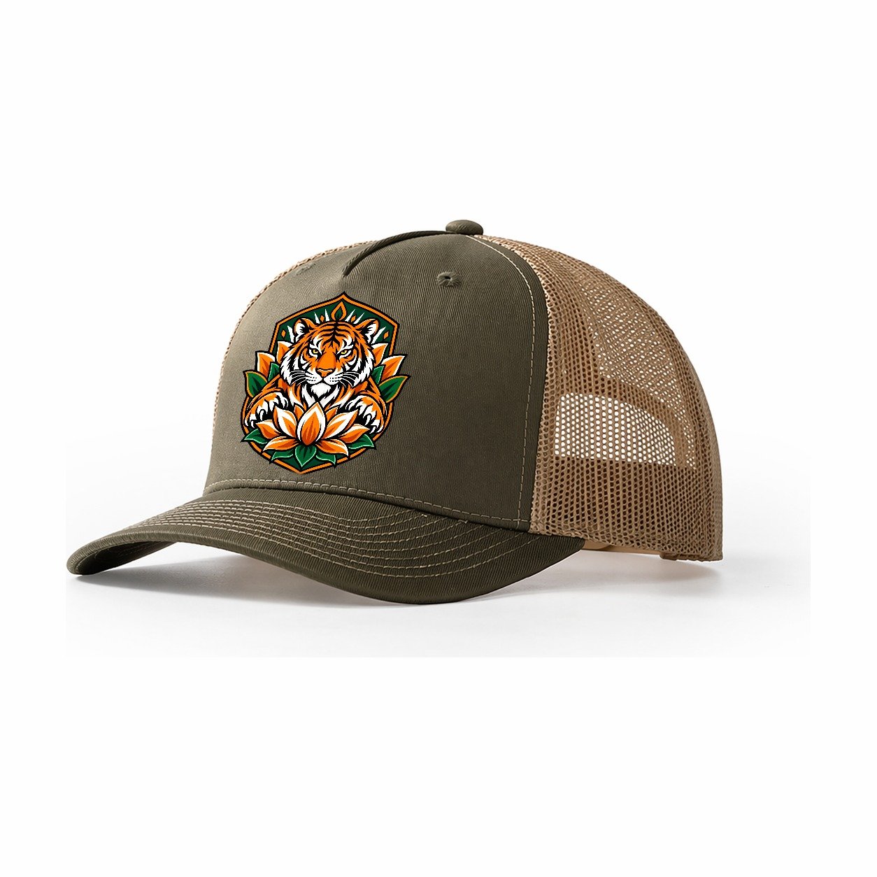 India Minimal Emblem Country Logos Trucker Hat – Olive Khaki