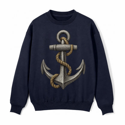 Anchor And Rope Fleece Sweatshirt – Navy Blue