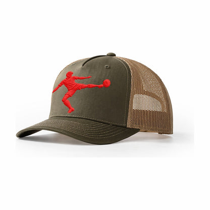 Association Football Side Volley Micro Motion Mark Trucker Hat – Olive-Khaki