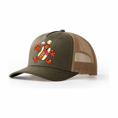 Bug Eyed Hot Dog Crazy Styles Trucker Hat – Olive Khaki