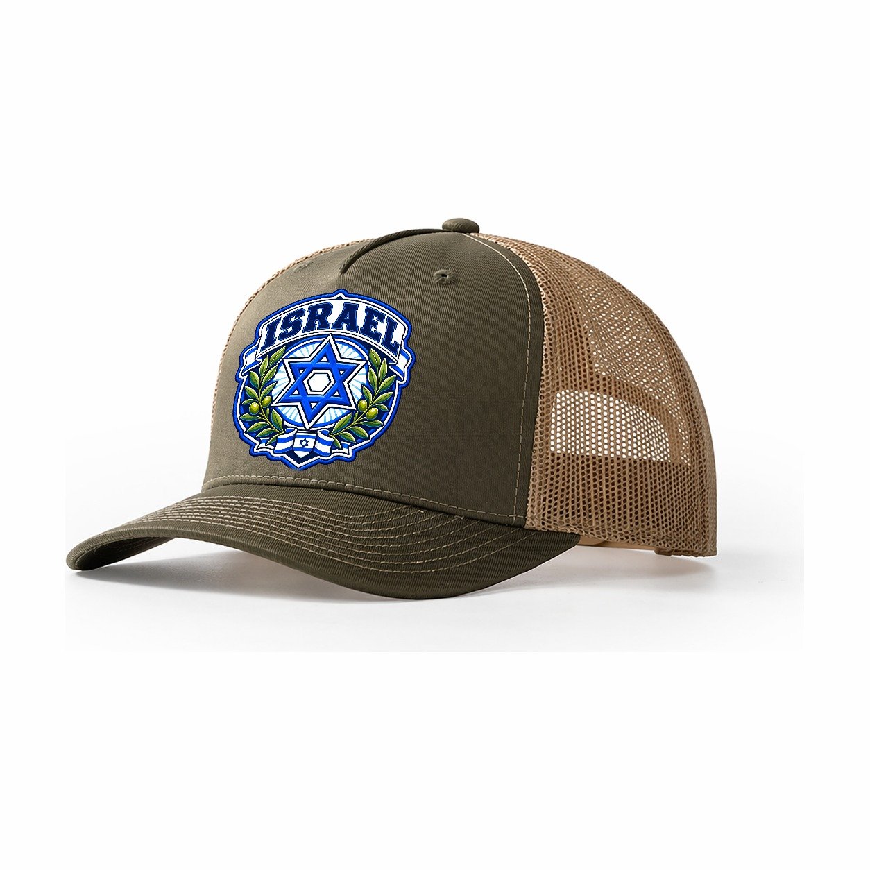 Israel Retro Badge Country Logos Trucker Hat – Olive Khaki
