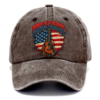 Born Old School Staying That Way Old Man Strong Classic Cap – Brown