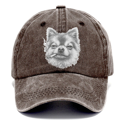 Pomeranian A Lit Cigarette Smoking Dogs Smoking Dogs Portraits Classic Cap – Brown