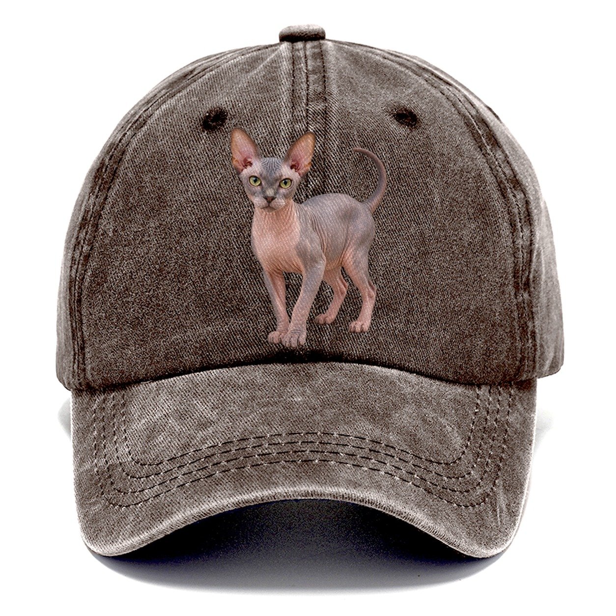 Sphynx Standing Three Quarter Realistic Cat Portrait Classic Cap – Brown
