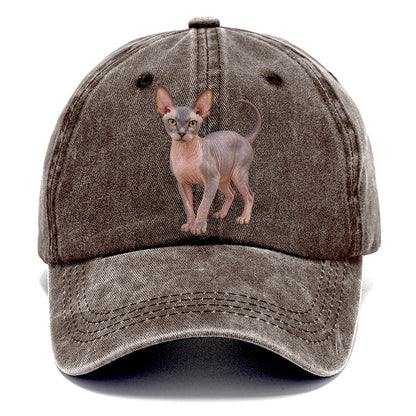 Sphynx Standing Three Quarter Realistic Cat Portrait Classic Cap – Brown