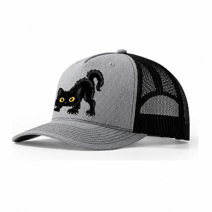 Bombay Arched Back Peeking Cats Trucker Hat – Sport Grey Black