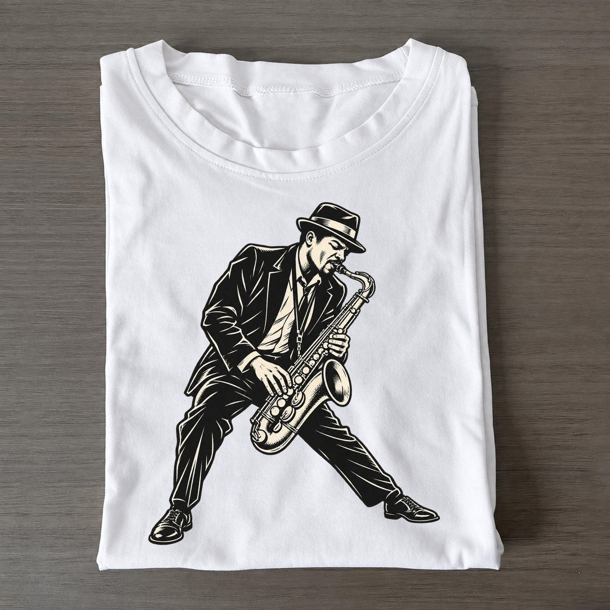 Saxophonist Forward Lean Global Music Ink Figures Classic T-shirt – White
