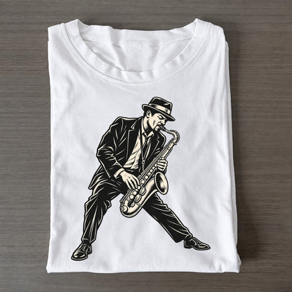 Saxophonist Forward Lean Global Music Ink Figures Classic T-shirt – White