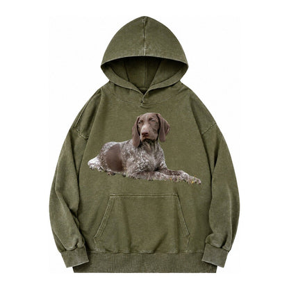 German Shorthaired Pointer 2 Vintage Washed Hoodie – Army Green