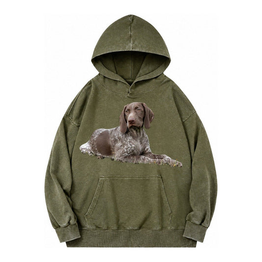 German Shorthaired Pointer 2 Vintage Washed Hoodie – Army Green