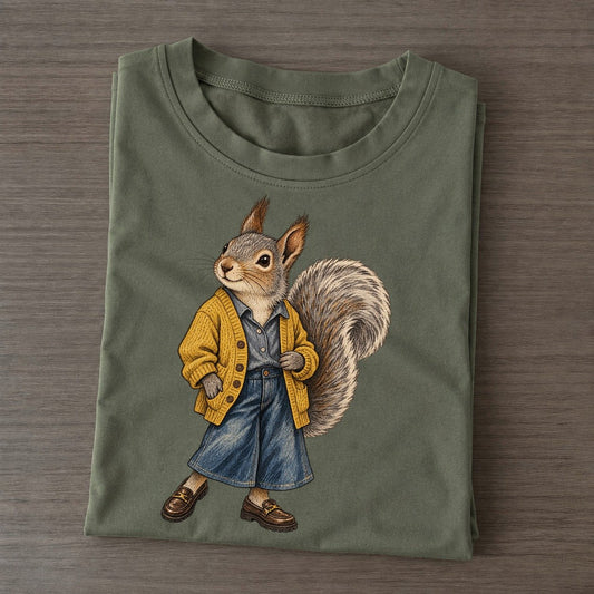 Gray Squirrel Wardrobe Portrait Wild Wardrobe Portraits Classic T-shirt – Army Green