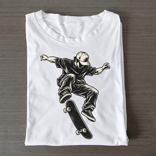 Skateboarder Kickflip Global Sports Ink Figures Classic T-shirt – White