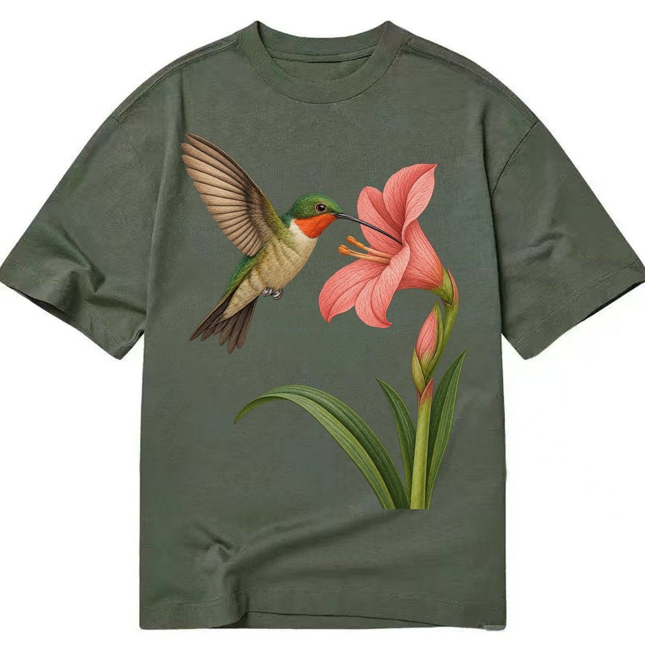 Hummingbird Haven Classic T-shirt – Army Green