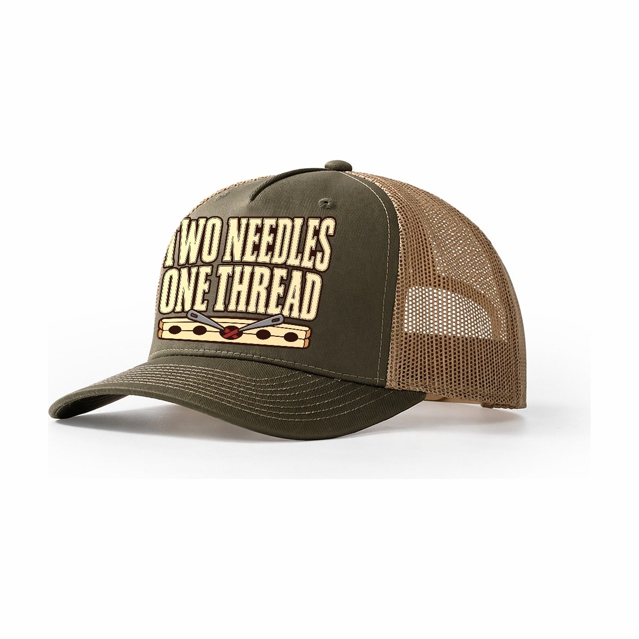 Two Needles One Thread Leathercraft Trucker Hat – Olive Khaki