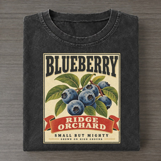 Blueberry Orchard Crate Vintage T-shirt – Black